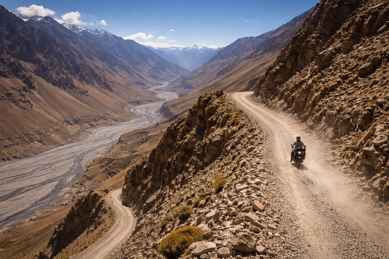 Rugged mountain road in Spiti Valley